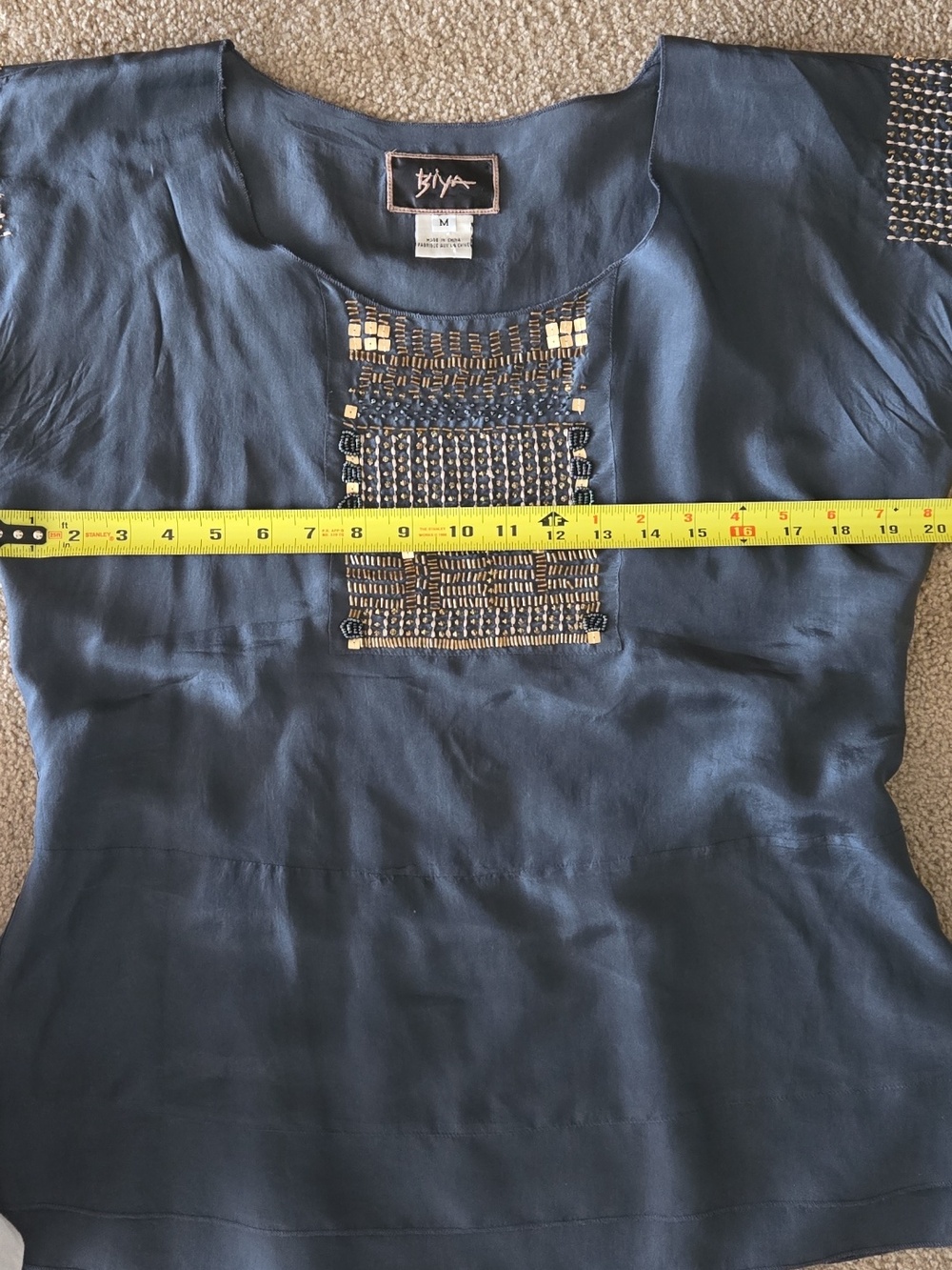 Biya (Johnny Was) Short-Sleeve Embellished Women's Top - Picture 6 of 7